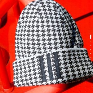 NWT Adidas Ivy Park Houndstooth Knit Beanie Black & Grey Size OS Beyonce